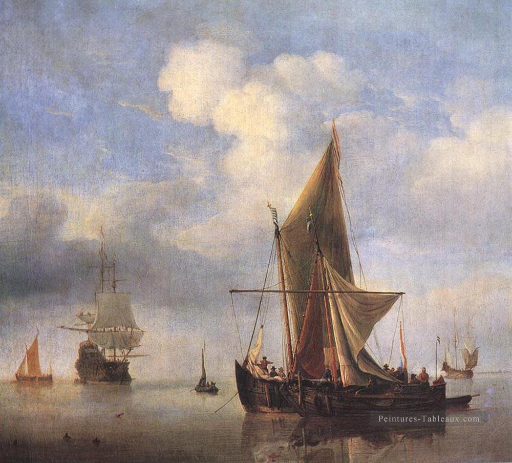 Mer calme marin Willem van de Velde le Jeune Bateau paysage marin Peintures à l'huile